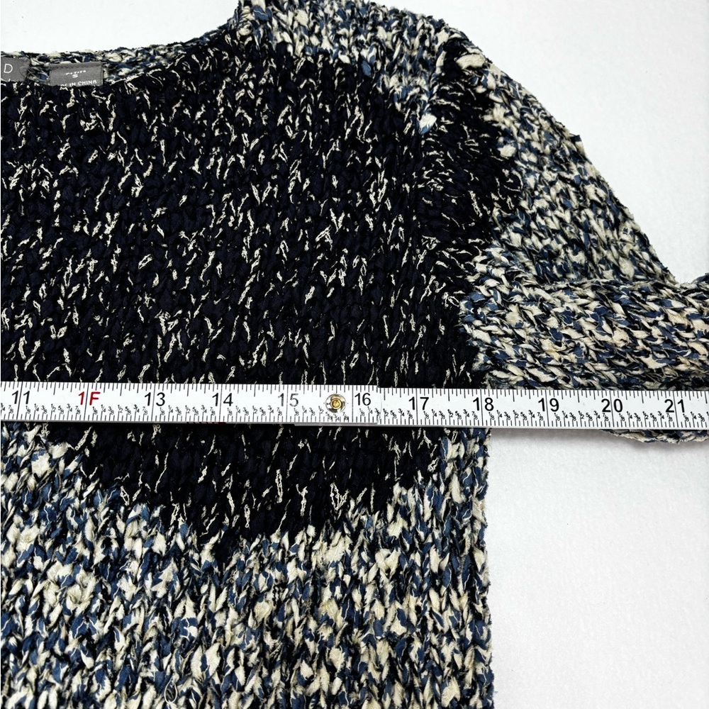 Sigrid Olsen Petite S Hand-Knit Textured Sweater Blue Cream Abstract‎ Cozy - Picture 4 of 8
